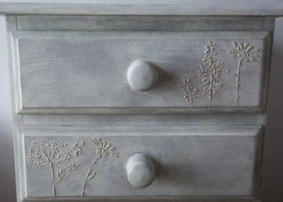 Pine Chest of Drawers with 3D Pearlescent Floral Detail - Image 1 of 4