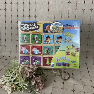 Disney Junior 3 Wood Games Set – Memory, Dominoes, Number Match NEW Sealed - Image 1 of 4