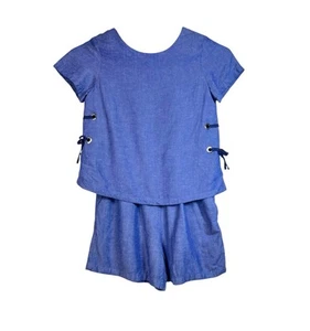 Zara Girls Blue Lace Up Short Sleeve Romper Size 11/12 - Picture 1 of 11