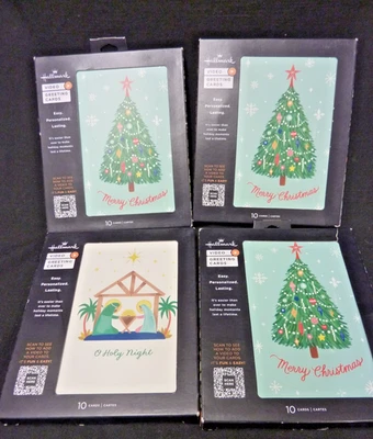 NEW LOT OF 4 HALLMARK PACK OF 10 PERSONALIZED VIDEO CHRISTMAS CARD NATIVITY TREE - Image 1 of 4