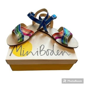 NEW Mini Boden Multi Metallic Leather Rainbow Sandals, Size EU 38 US Women's 8.5 - Picture 1 of 9