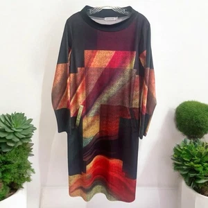 Misslook Dress Women’s Medium Geometric Print Tunic Long Sleeve Boho Casual - Picture 1 of 4