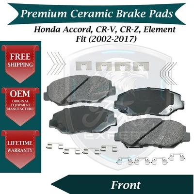 Kit de pastillas de freno delanteras de cerámica Akebono OEM para Honda 2002-2017 garantía de por vida Foto 1 de 4