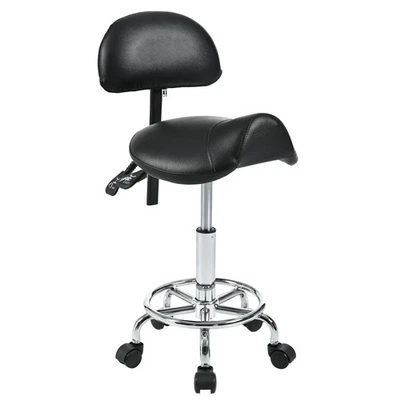 Saddle Stool with Back Support Rolling Stools with Foot Rest  Stool with Wheels - Image 1 of 4