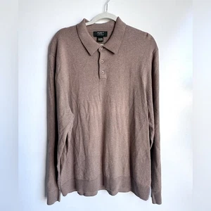Eddie Bauer Herren Large Langarm Kragen Polo Baumwolle Kaschmir hellbraun braun - Bild 1 von 6