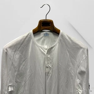 Vintage 50s Race Brand Henley Long Sleeve Shirt Republican Workwear White Sz 44 - Picture 1 of 12