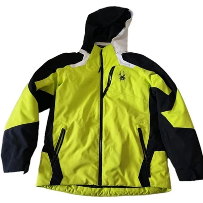 Chaqueta de esquí snowboard SPYDER para niños talla 12 negra y verde extraíble con capucha juvenil Foto 1 de 4