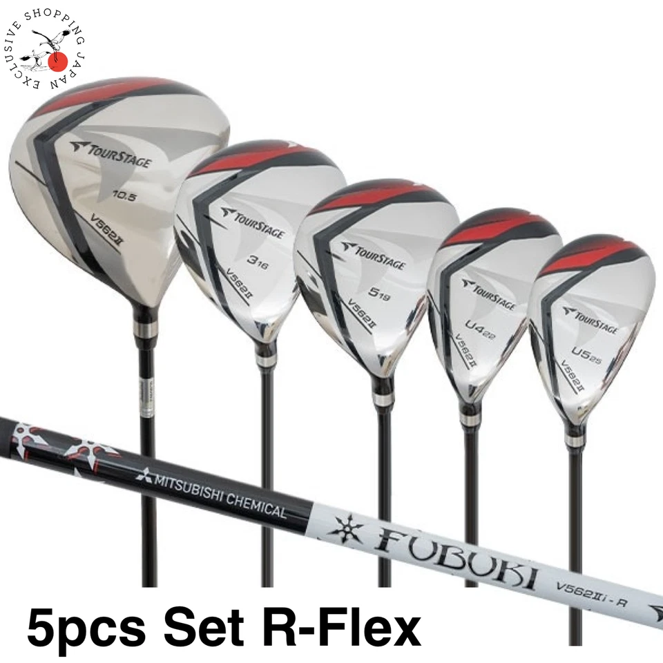 Bridgestone Tour Stage V562Ⅱ Wood 5pcs Set 1W/3W/5W/4H/5H FUBUKI Graphite R-Flex - Image 1 of 4