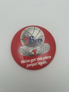 Vintage 1970's Philadelphia 76ers NBA 4 inch Pin Button RARE - Picture 1 of 2