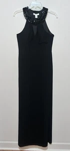 White House Black Market Black Gown Sequin Neckline Size 6 Formal Dress - Picture 1 of 9