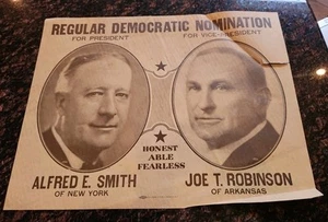 Original 1928 Alfred E. Smith & Joe Robinson Campaign Poster, Pres & Vice - Bild 1 von 8