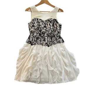 NWT Harry Potter Teen XS Lace Cream Black Ruffle Formal Prom Dress Sleeveless - Picture 1 of 15