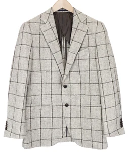 SUITSUPPLY Jort Patch Men Blazer UK38R Brown Slim Wool Checked Single-Breasted - Picture 1 of 8