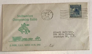 1949 El Paso Texas Southwestern Championship Rodeo Postal Event Cover Envelope - Picture 1 of 4