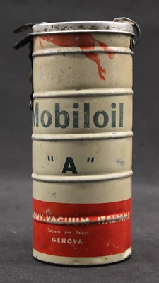 Ancien Tres Rare Bidon Huile Boite Mobiloil A Gargoyle Auto Motor Oil Tin Can - Photo 1/4