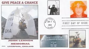 JOHN LENNON MEMORIALS GIVE PEACE A CHANCE THE BEATLES JL FDC-DWc - Picture 1 of 1