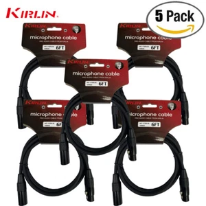 5-PACK Kirlin 6FT XLR Male/Female 20AWG Microphone Audio Cable Black NEW - Picture 1 of 1