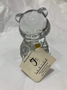 Fenton Art Glass November Birthstone Teddy Bear Clear Paperweight Vintage NWTS - Picture 1 of 12