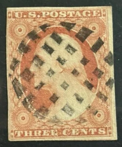 11A IMPERF - SEGMENTED RECTANGULAR GRID FANCY CANCEL - PERFECTLY STRUCK BEAUTY ! - Picture 1 of 1