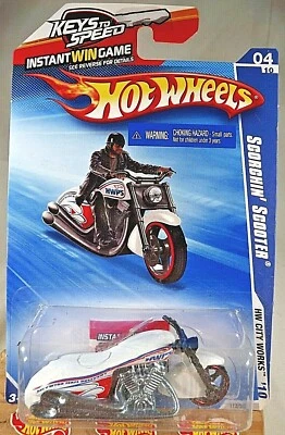 Hot Wheels #112 HW City Works 2010 scooter Scorchin 4/10 blanco con negro MC3 Sp Foto 1 de 4