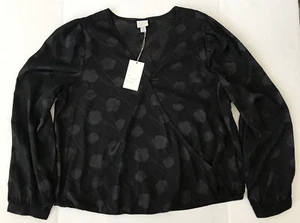 NWT A NEW DAY Women’s long Sleeve Office/casual Black Floral Blouse _size:XL - Picture 1 of 4