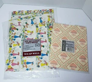 Vtg Gift Wrap Paper Lot- 1 Sheet Bridal Shower and 3 NIP Baby Shower  - Picture 1 of 6