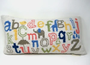 POTTERY BARN KIDS punched yarn Alphabet pillow lumbar 20 x 10 HTF - Picture 1 of 8