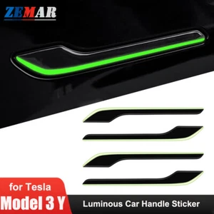 Luminous Car Door Handle Protector Cover Sticker For Tesla Model 3 Y Accessories - Imagen 1 de 10