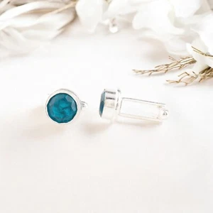 Apatite Gemstone 925 Sterling Silver Jewelry Designer Cufflinks 0.50" For Groom - Picture 1 of 3