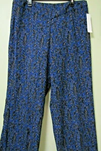 Coldwater Creek Blue/Brown/Black Geo Print Pants Career  Wide Leg Trousers 18~22 - Picture 1 of 3