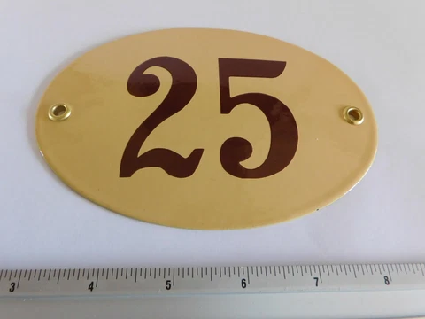Old Vintage Art Nouveau Enamel Porcelain House Door Number Street Sign Plaque 25 Cover