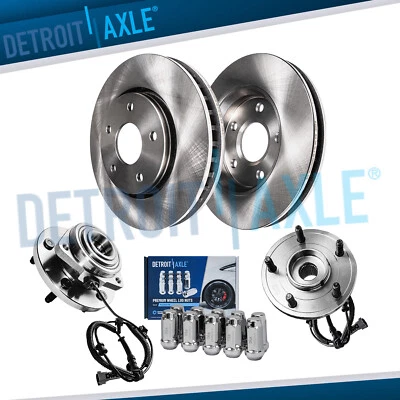 Front Disc Rotors Wheel Hubs +10pc Lug Nuts for 2005-10 Grand Cherokee Commander - Image 1 of 4