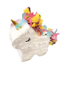 Extra Small White Unicorn Birthday Party Pinata 6 x 6 x 3 - Picture 1 of 1