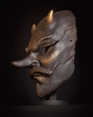 Tengu Bronze Oni Mask | Japanese Mountain Spirit | Handcrafted Resin Mask - Image 1 of 4