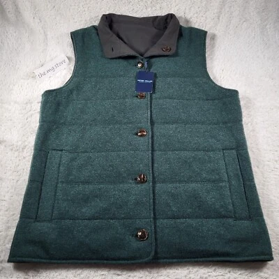 Peter Millar Crown Crafted Mens  Cashmere Reversible Green/Black Vest XL $798  - Image 1 of 4