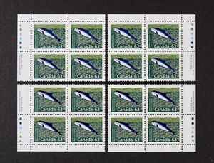 CANADA 1991 #1176, 63c Harbour Porpoise Matched Plate Blocks "P" paper Mint NH - Picture 1 of 1