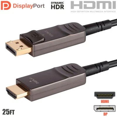 25FT DisplayPort 1.2a to AOC HDTV Active Fiber Optic Cable 4K 60Hz Dynamic HDR - Image 1 of 4
