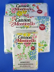 Cannon Monticello Whispering Flowers Sheet Set Full Size 2 Flats Pillowcases USA - Picture 1 of 3