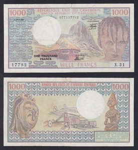 Banconota Cameroun 1000 francs 1980 P.-16c BB-/VF- - Imagen 1 de 1