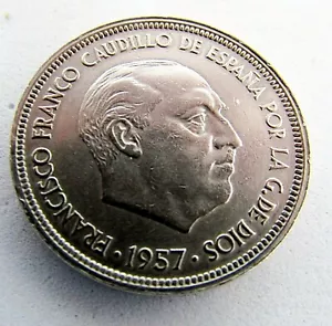 1957(59) 50 PESETAS MONEDA ESPAÑOLA UNA GRANDE LIBRE al borde - Imagen 1 de 3