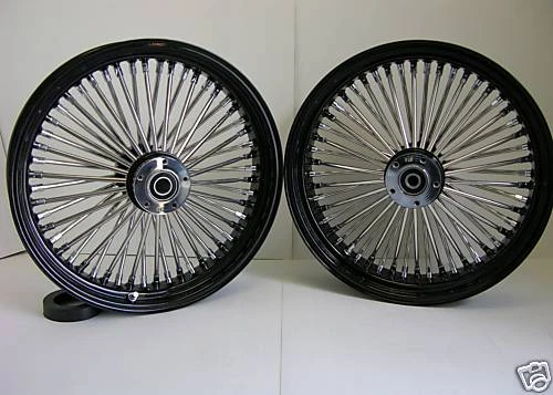 BLACK MAMMOTH FAT 52 SPOKE WHEELS 18x3.5 18x5.5 HARLEY SOFTAIL FATBOY SLIM FLS - Image 1 of 1