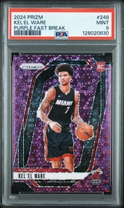 Baloncesto Kel'el Ware 2024-25 Fast Break púrpura Prizm RC/75 #248 ¡Calor PSA 9! - Imagen 1 de 2