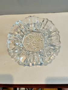 Vintage Federal Glass Pioneer Fruit Pattern Ruffled Clear Serving Bowl EAPG 7.5” - Picture 1 of 4
