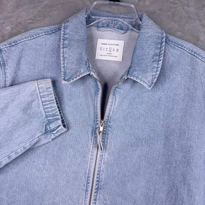 Urban Outfitters Harrington Style Denim Jacket Mens L Full Zip Collared Casual - Image 1 of 4
