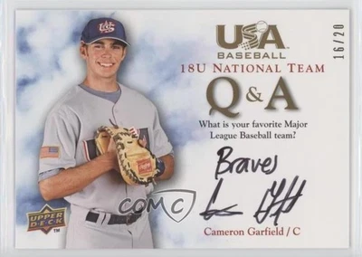 2008 USA Baseball Teams 18U National Team Q & A /20 Cameron Garfield Auto - Image 1 of 2