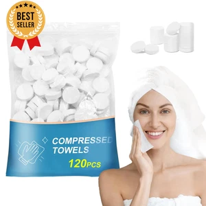 120 PIEZAS Toallas Comprimidas, Mini Toallas Desechables para Cara y Camping para Viaje - Imagen 1 de 12
