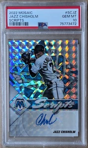 2022 Panini Mosaic Scripts Auto #SCJZ Jazz Chisholm-PSA 10 Gem Mint - Picture 1 of 2