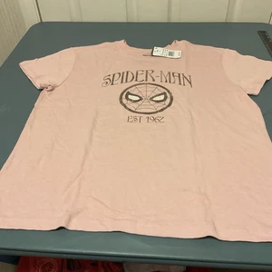 NWT Marvel Comics Spider-Man t-shirt Women’s Size L Coral Pink - Picture 1 of 6