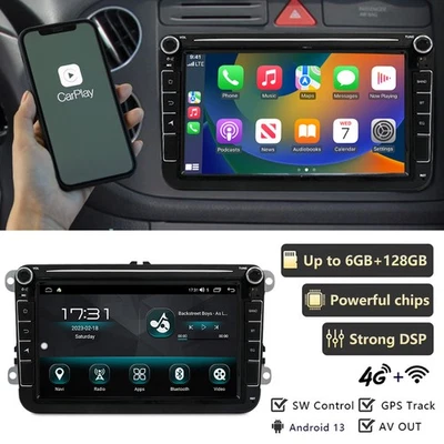 For VW Golf MK5 MK6 Jetta Scirocco Android Carplay Car Stereo Radio GPS NAVI BT - Image 1 of 4