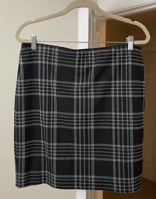 Falda Ann Taylor LOFT Negra Franela a Cuadros Lápiz Dark Academia Para Mujer 14P Foto 1 de 2